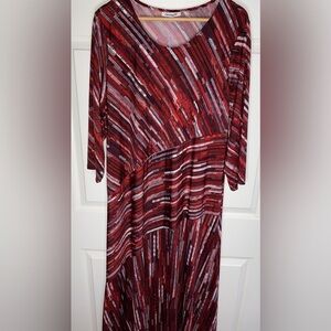 Serengeti Women's Long Sleeve Red and Black Striped Dress, Holiday Dress